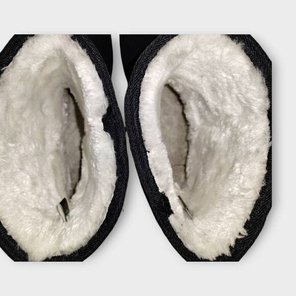 DAWGS Womens Vegan Boots Sz 10 Black Suede White Shearling Warmth Furry Winter‎ - Picture 3 of 12